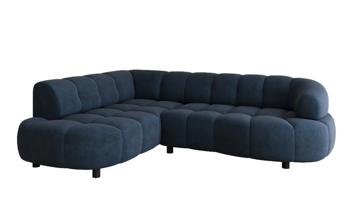 Designer Ecksofa Olivia Mini in Samt mit elektrischer Sitzerweiterung