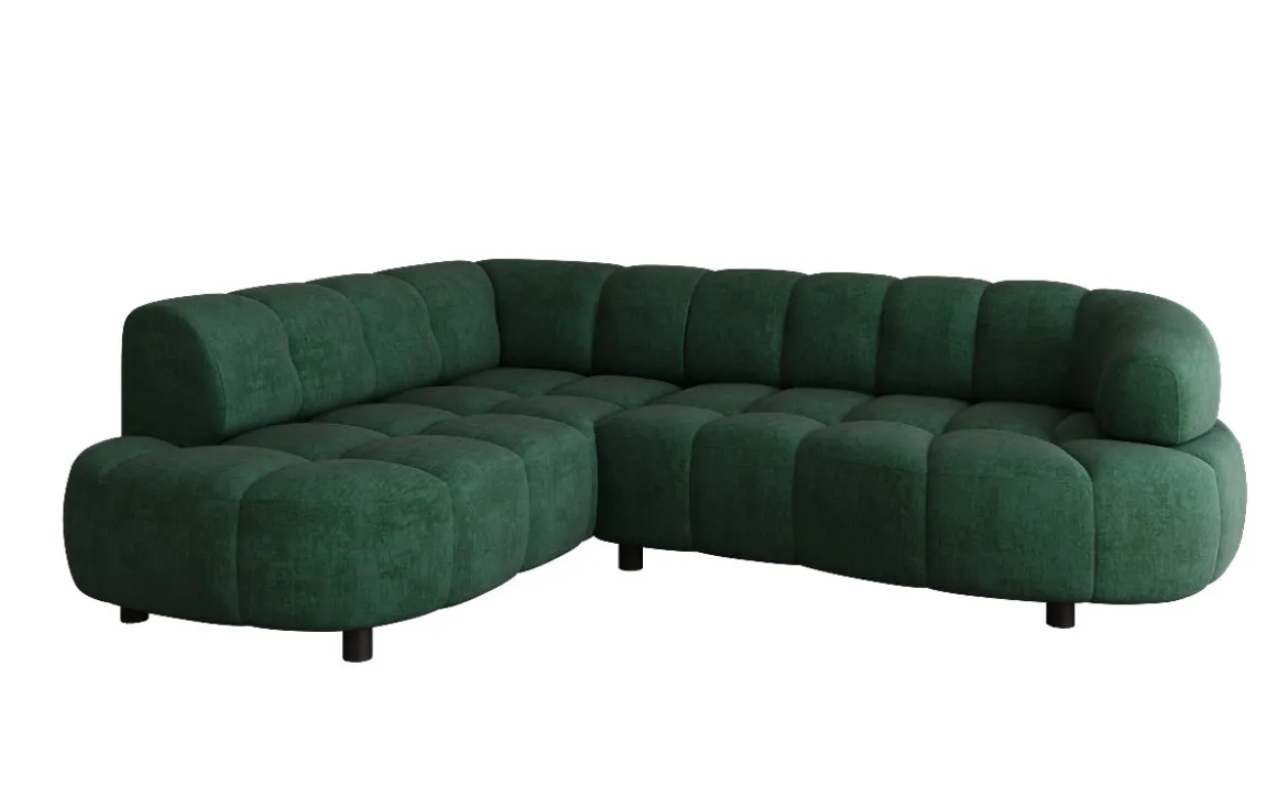 Designer Ecksofa Olivia Mini in Samt mit elektrischer Sitzerweiterung