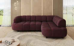 Designer Ecksofa Olivia Mini in Samt mit elektrischer Sitzerweiterung