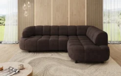 Designer Ecksofa Olivia Mini in Samt mit elektrischer Sitzerweiterung