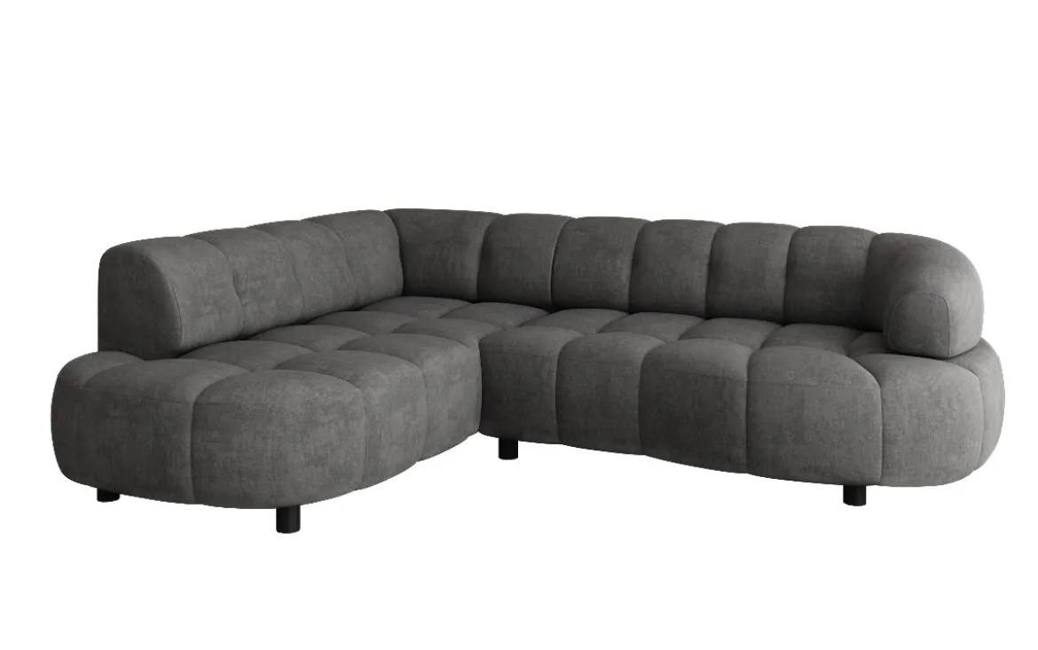 Designer Ecksofa Olivia Mini in Samt mit elektrischer Sitzerweiterung
