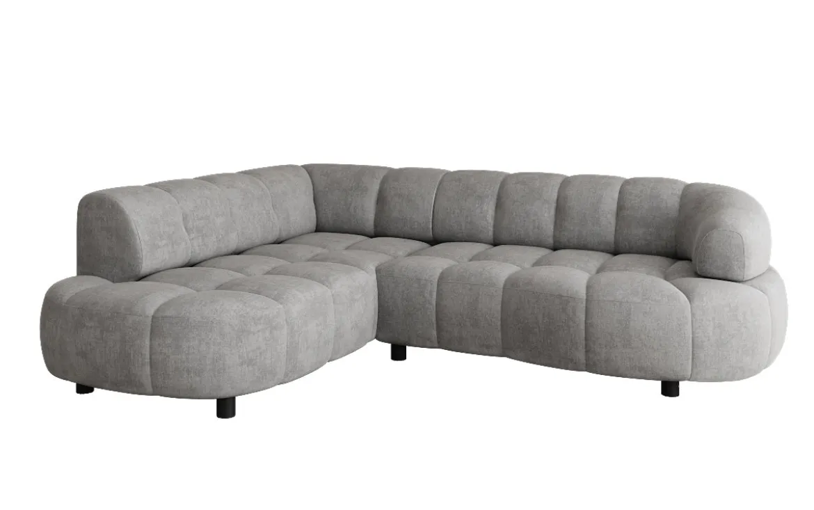 Designer Ecksofa Olivia Mini in Samt mit elektrischer Sitzerweiterung