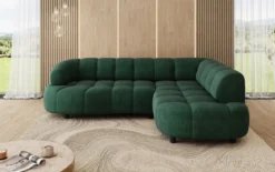 Designer Ecksofa Olivia Mini in Samt mit elektrischer Sitzerweiterung