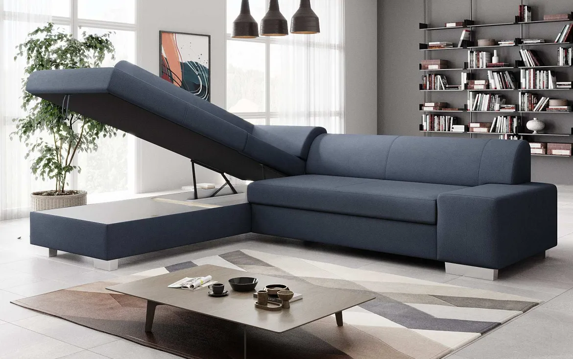 Designer Ecksofa Pina mit Schlaf- und Klappfunktion