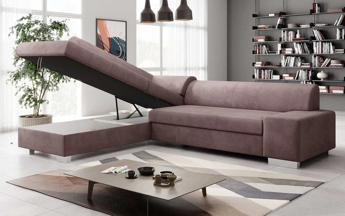Designer Ecksofa Pina mit Schlaf- und Klappfunktion