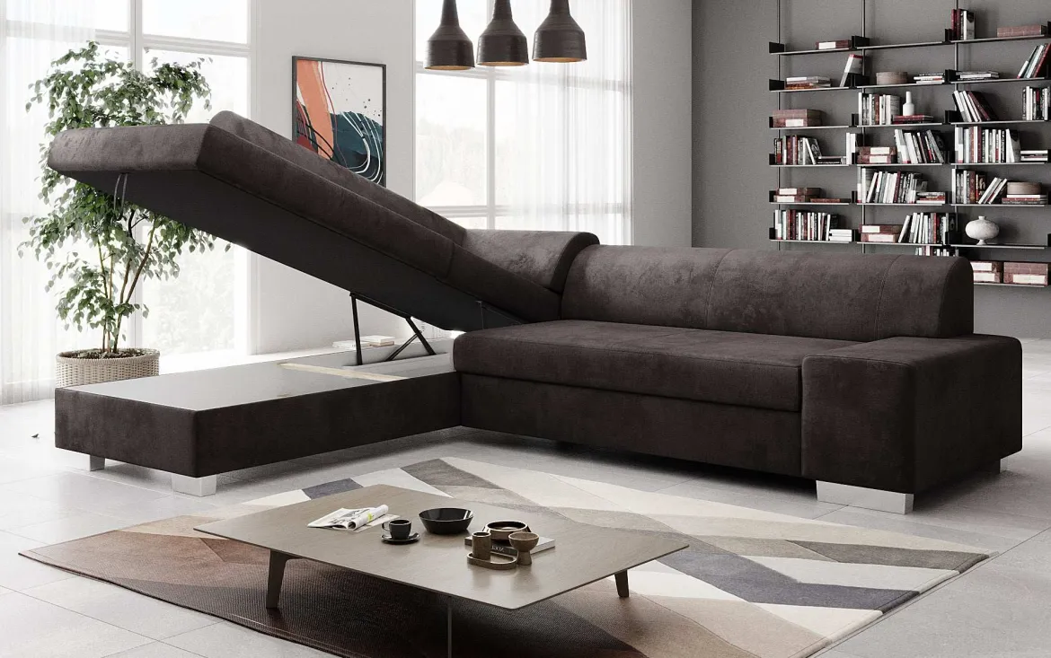 Designer Ecksofa Pina mit Schlaf- und Klappfunktion