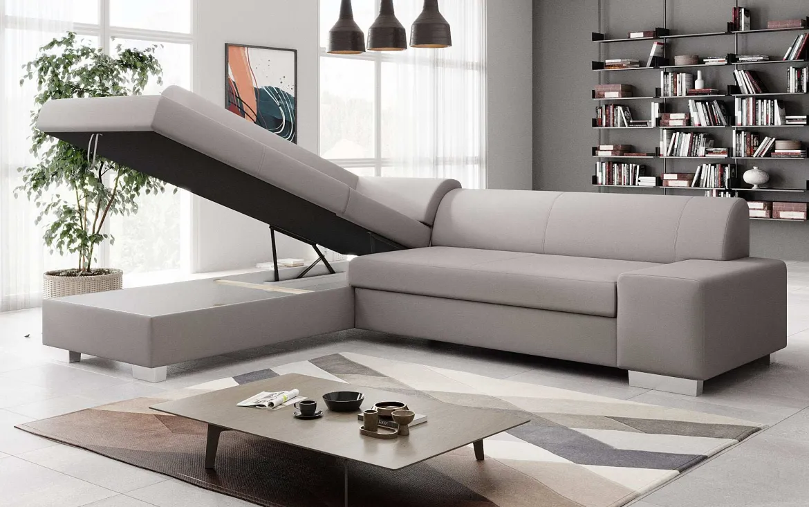 Designer Ecksofa Pina mit Schlaf- und Klappfunktion