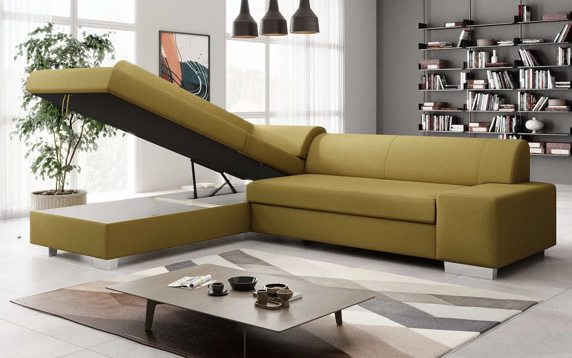 Designer Ecksofa Pina mit Schlaf- und Klappfunktion