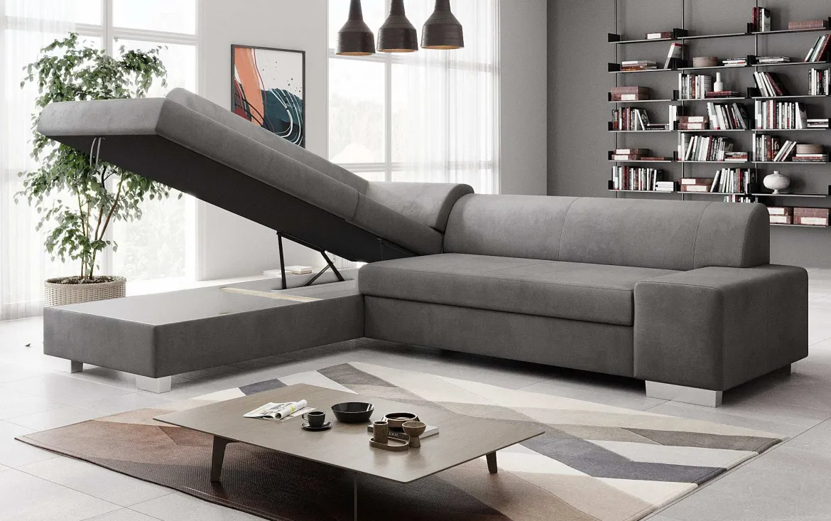 Designer Ecksofa Pina mit Schlaf- und Klappfunktion
