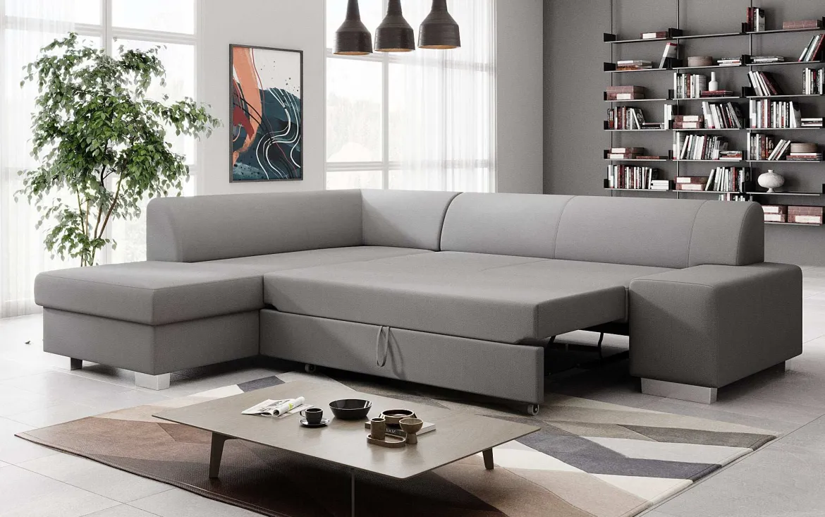 Designer Ecksofa Pina mit Schlaf- und Klappfunktion