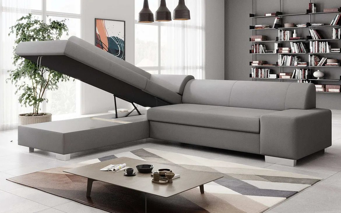 Designer Ecksofa Pina mit Schlaf- und Klappfunktion