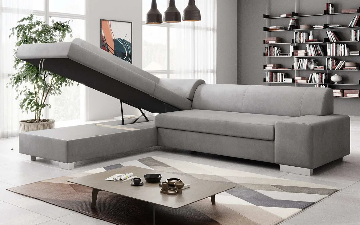 Designer Ecksofa Pina mit Schlaf- und Klappfunktion