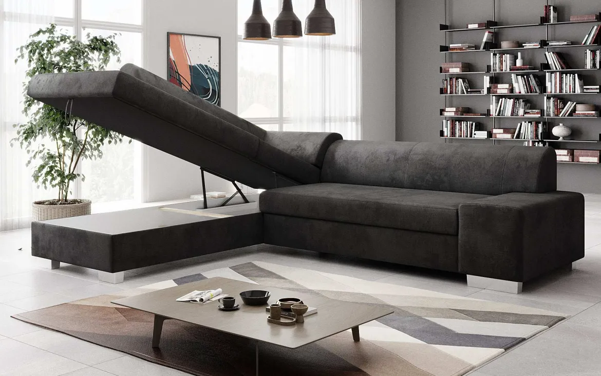 Designer Ecksofa Pina mit Schlaf- und Klappfunktion