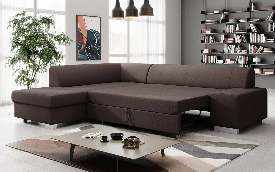 Designer Ecksofa Pina mit Schlaf- und Klappfunktion