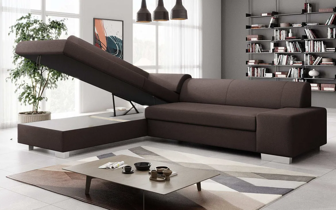 Designer Ecksofa Pina mit Schlaf- und Klappfunktion