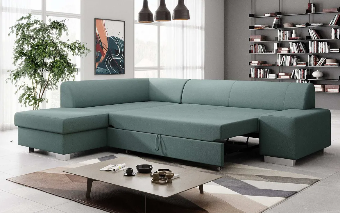 Designer Ecksofa Pina mit Schlaf- und Klappfunktion