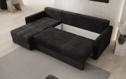 Designer Ecksofa Roma in Cord mit Schlaf- und Klappfunktion