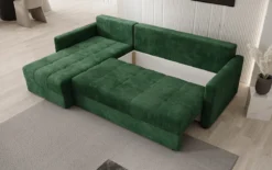 Designer Ecksofa Roma in Cord mit Schlaf- und Klappfunktion