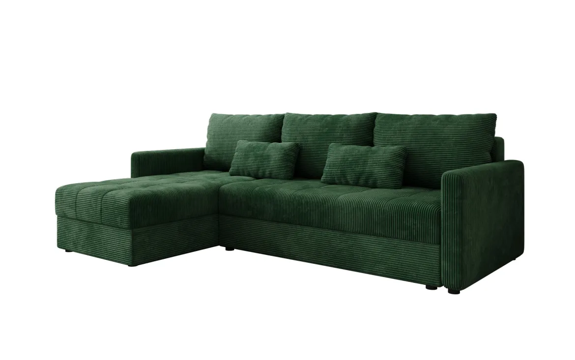 Designer Ecksofa Roma in Cord mit Schlaf- und Klappfunktion