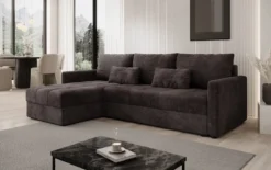Designer Ecksofa Roma in Cord mit Schlaf- und Klappfunktion