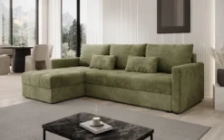 Designer Ecksofa Roma in Cord mit Schlaf- und Klappfunktion