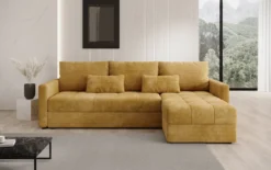 Designer Ecksofa Roma in Cord mit Schlaf- und Klappfunktion