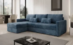 Designer Ecksofa Roma in Cord mit Schlaf- und Klappfunktion