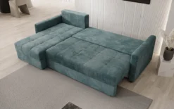 Designer Ecksofa Roma in Cord mit Schlaf- und Klappfunktion