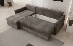 Designer Ecksofa Roma in Cord mit Schlaf- und Klappfunktion