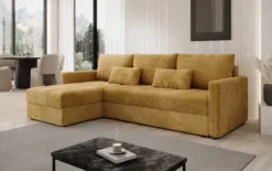 Designer Ecksofa Roma in Cord mit Schlaf- und Klappfunktion