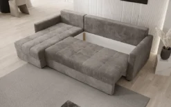 Designer Ecksofa Roma in Cord mit Schlaf- und Klappfunktion