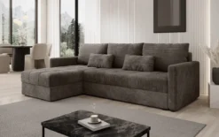 Designer Ecksofa Roma in Cord mit Schlaf- und Klappfunktion