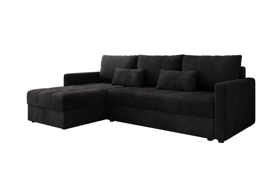 Designer Ecksofa Roma in Cord mit Schlaf- und Klappfunktion