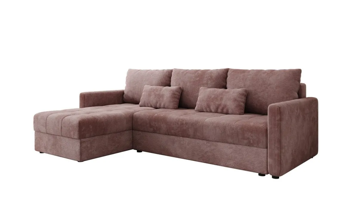 Designer Ecksofa Roma in Cord mit Schlaf- und Klappfunktion