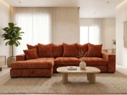Designer Ecksofa Selena mit Schlaffunktion in Strukturstoff