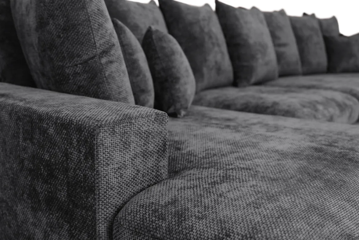 Designer Ecksofa Selena mit Schlaffunktion in Strukturstoff