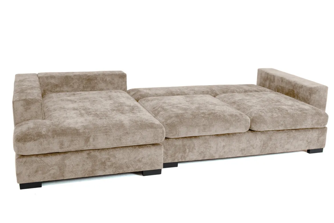Designer Ecksofa Selena mit Schlaffunktion in Strukturstoff