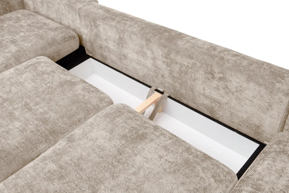 Designer Ecksofa Selena mit Schlaffunktion in Strukturstoff