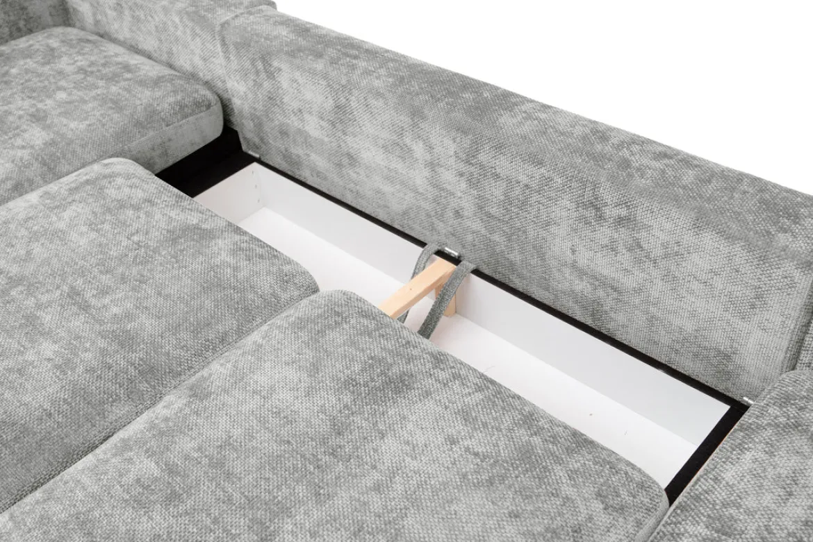 Designer Ecksofa Selena mit Schlaffunktion in Strukturstoff