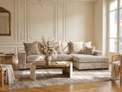 Designer Ecksofa Selena mit Schlaffunktion in Strukturstoff