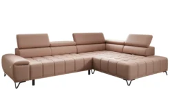 Designer Ecksofa Selora mit elektrischer Schlaffunktion und verstellbarerer Rückenlehne in Echtleder