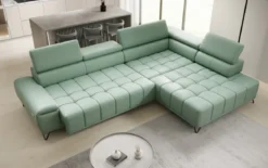 Designer Ecksofa Selora mit elektrischer Schlaffunktion und verstellbarerer Rückenlehne in Echtleder