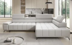 Designer Ecksofa Selora mit elektrischer Schlaffunktion und verstellbarerer Rückenlehne in Echtleder