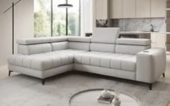 Designer Ecksofa Seluna mit elektrischer Schlaffunktion, Induktion und Stauraum in Echtleder