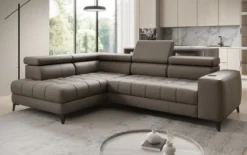 Designer Ecksofa Seluna mit elektrischer Schlaffunktion, Induktion und Stauraum in Echtleder