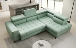 Designer Ecksofa Seluna mit elektrischer Schlaffunktion, Induktion und Stauraum in Echtleder