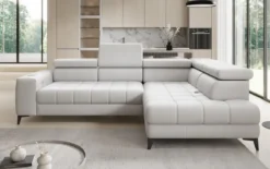 Designer Ecksofa Seluna mit elektrischer Schlaffunktion, Induktion und Stauraum in Echtleder