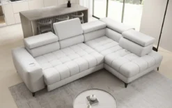 Designer Ecksofa Seluna mit elektrischer Schlaffunktion, Induktion und Stauraum in Echtleder