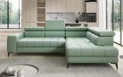 Designer Ecksofa Seluna mit elektrischer Schlaffunktion, Induktion und Stauraum in Echtleder