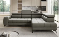 Designer Ecksofa Seluna mit elektrischer Schlaffunktion, Induktion und Stauraum in Echtleder